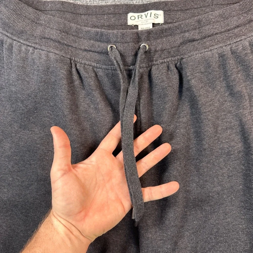 ORVIS Micro-Fleece Cuffed Jogger Sweatpants Mens 2XL Charcoal Grey Stretch Relax